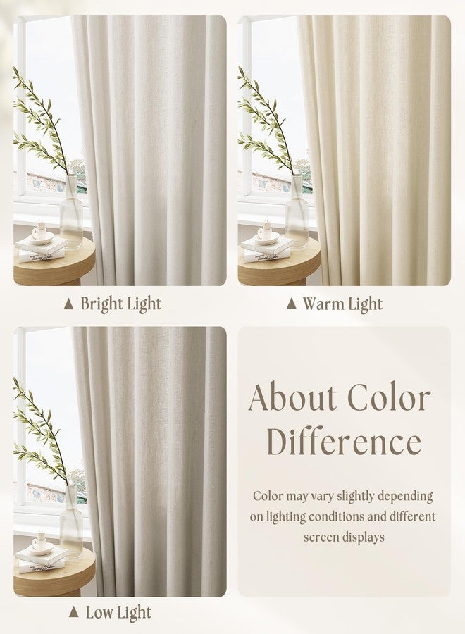 DUKIYO Linen Sheer Curtains 120 Inches Long for Living Dining Room Pinch Pleated Curtain Drape with Hooks Rings Back Tab Extra Long Greige Oatmeal Tan Beige Light Filtering 120 Inch Drapes 10FT 1 Panel - Image 2